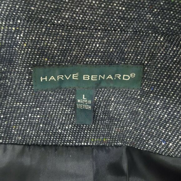 Harve Benard Single Top Button Blazer Womem's L Dark Speckled Gray Lined Classic - Picture 8 of 10